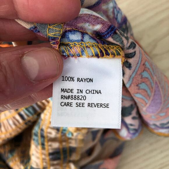 Haute Hippie Top‎ Small Yellow Tank Blouse Ruffle Halter Paisley Floral Boho - Picture 9 of 10